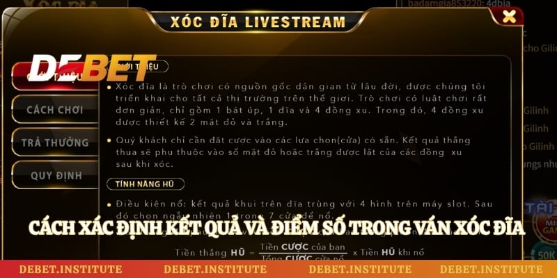 Cách xác định kết quả và điểm số trong ván xóc đĩa Debet