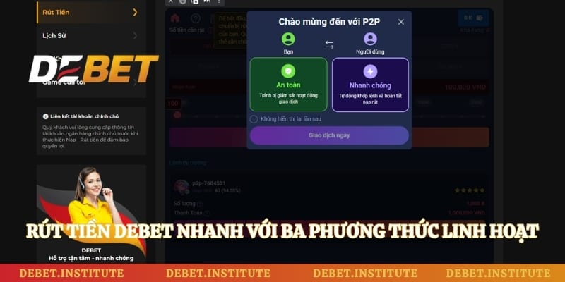 Rút tiền Debet nhanh với ba phương thức linh hoạt